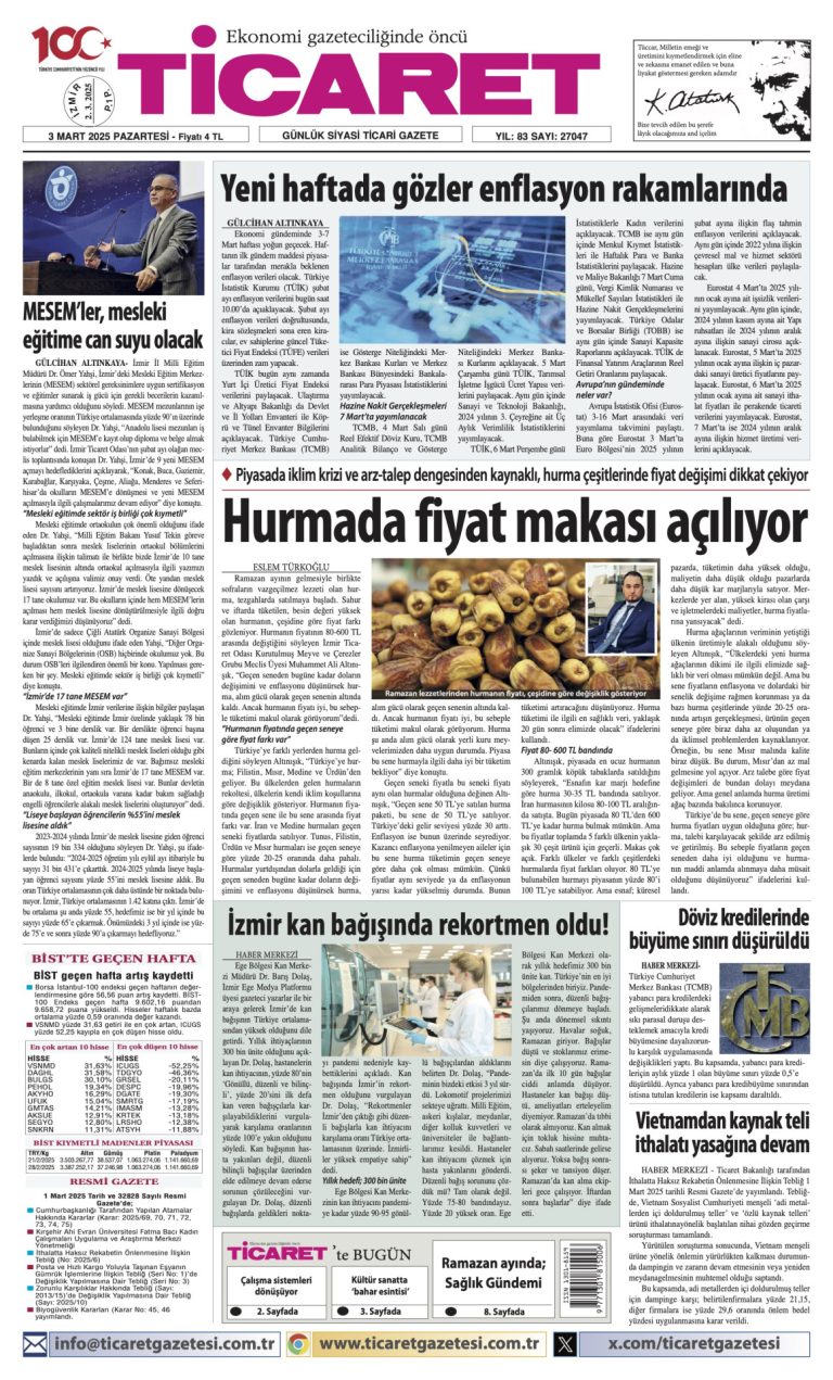 Ticaret Gazetesi’nde bugün