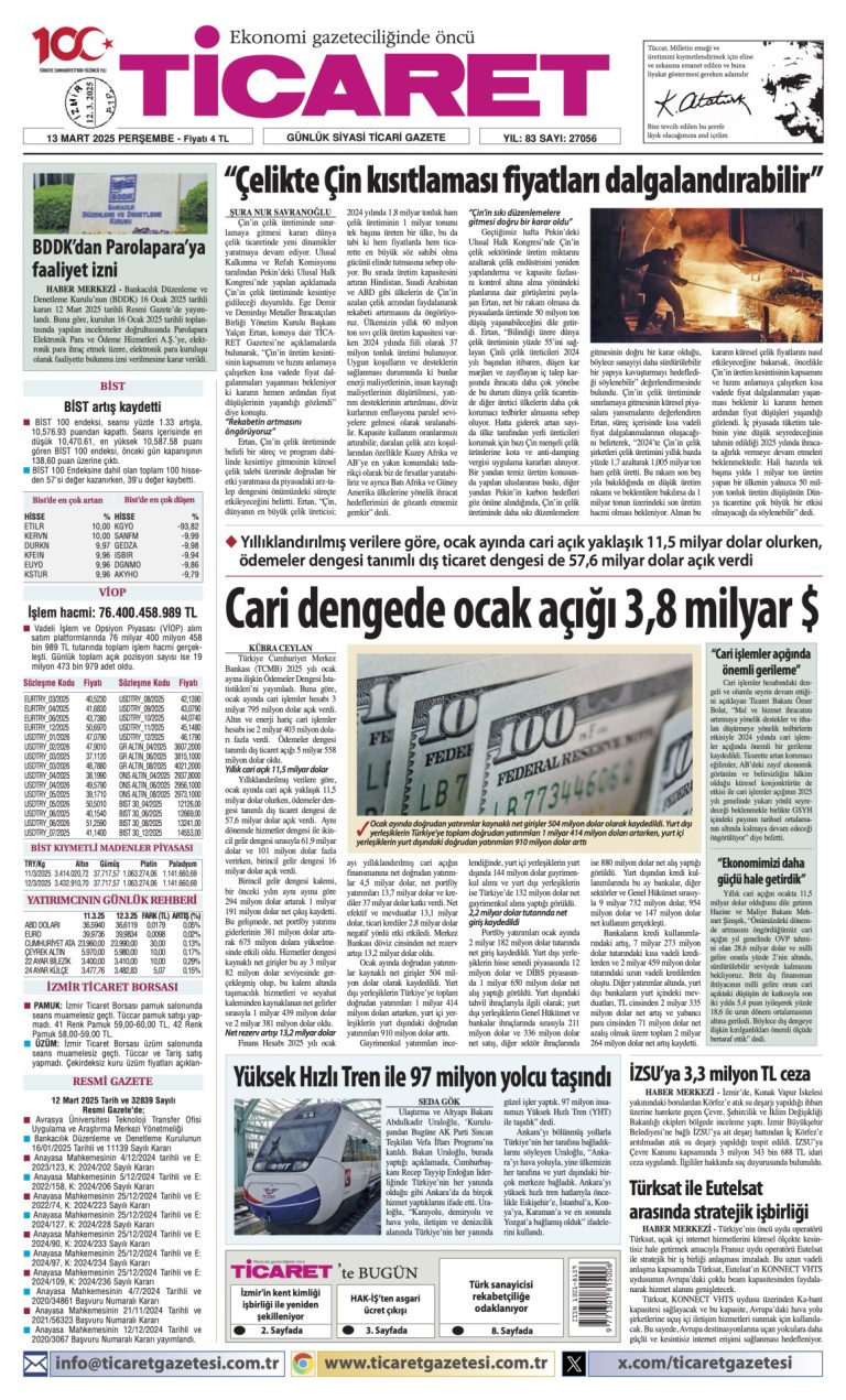 Ticaret Gazetesi’nde bugün