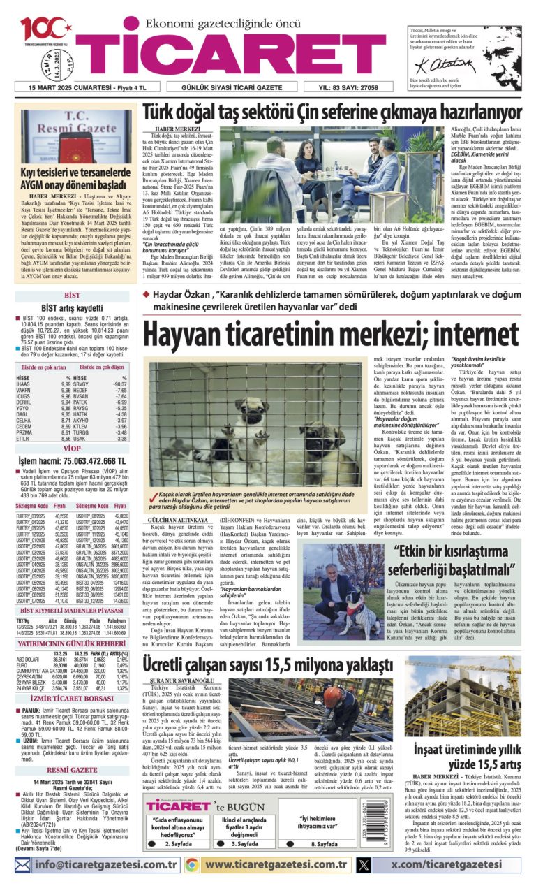 Ticaret Gazetesi’nde bugün