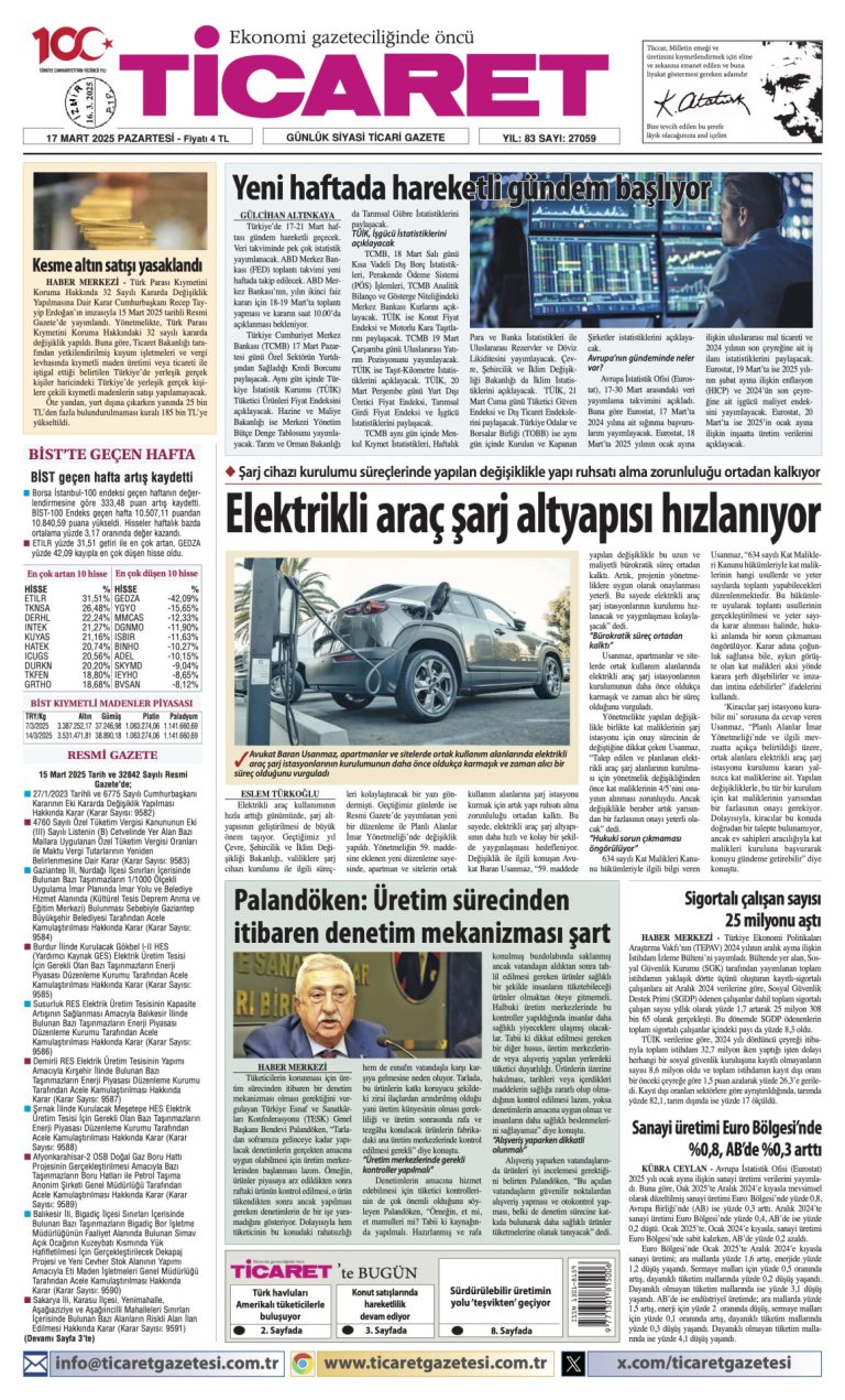 Ticaret Gazetesi’nde bugün