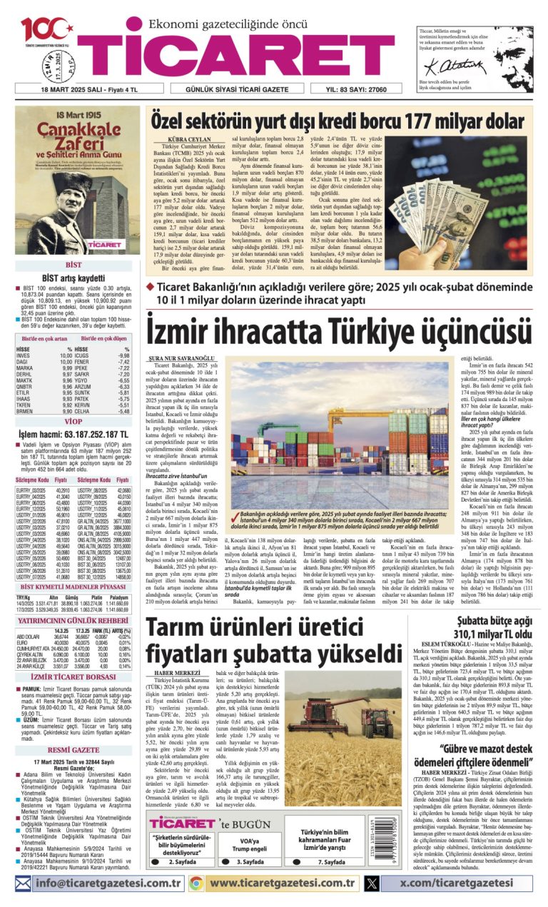 Ticaret Gazetesi’nde bugün