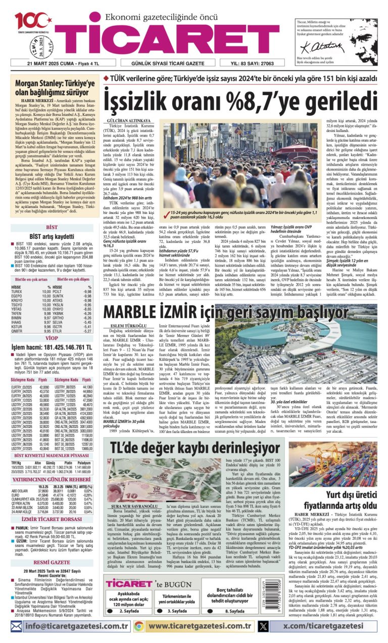Ticaret Gazetesi’nde bugün