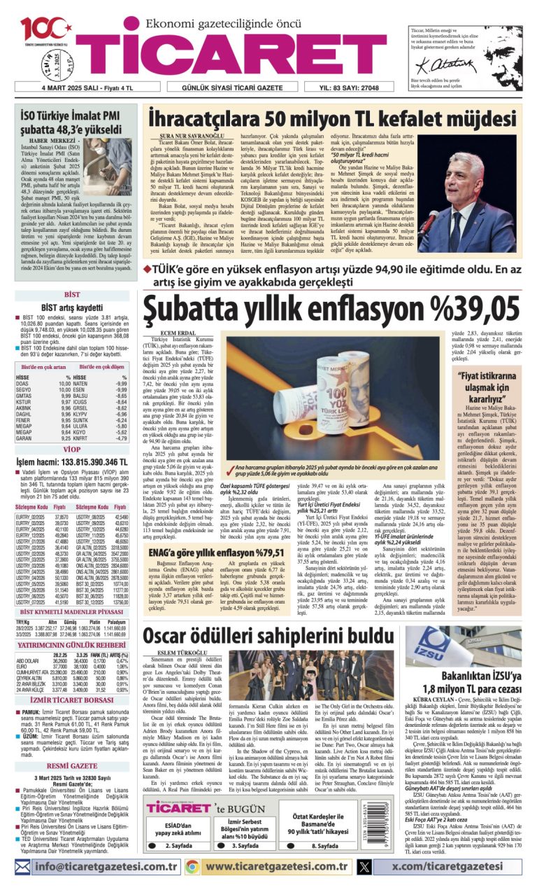 Ticaret Gazetesi’nde bugün