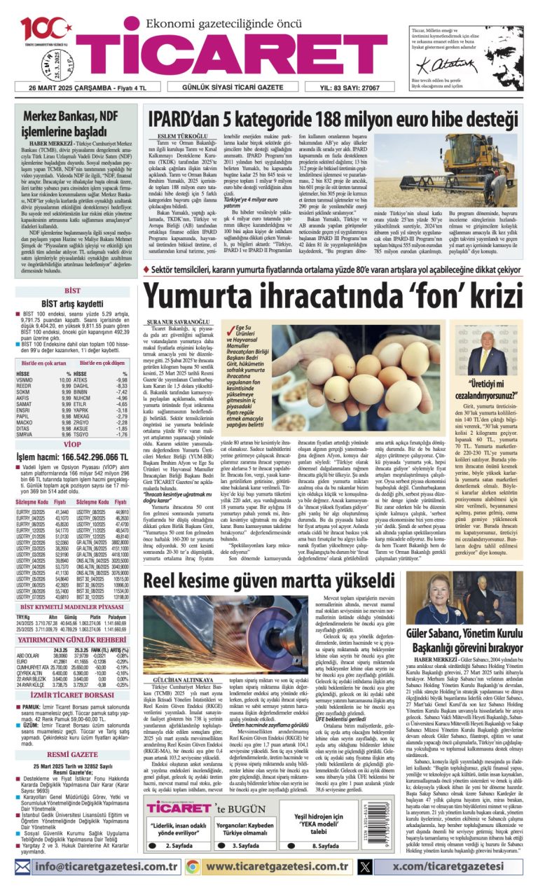 Ticaret Gazetesi’nde bugün