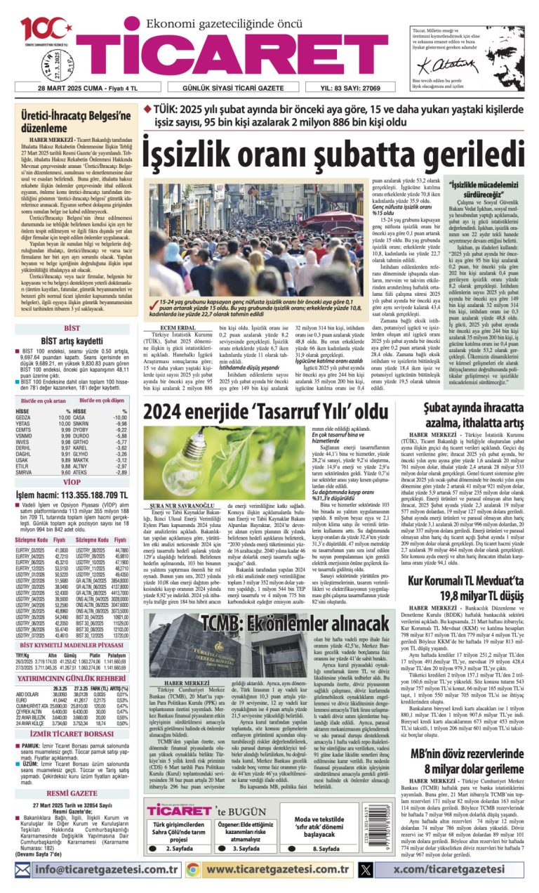 Ticaret Gazetesi’nde bugün