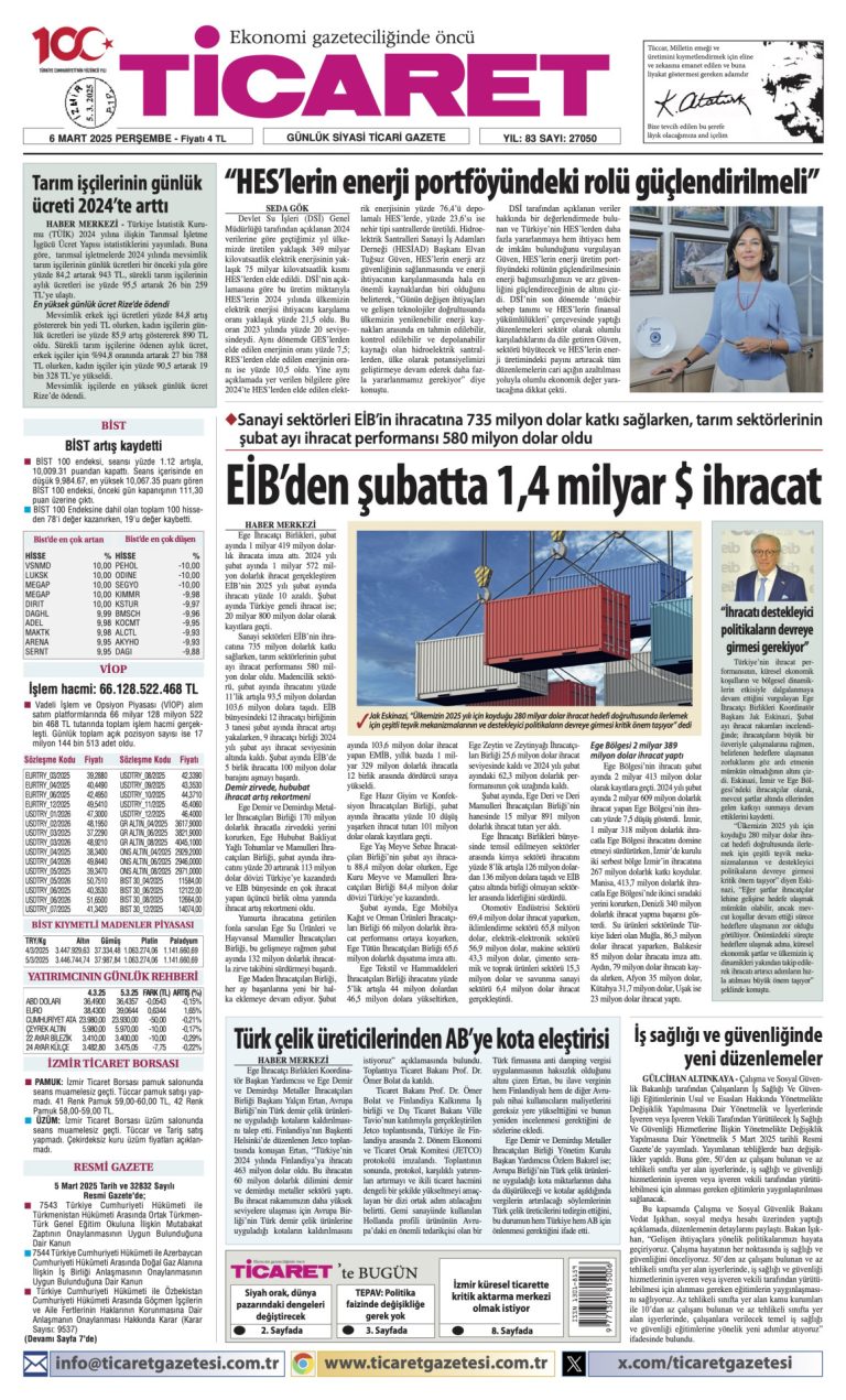 Ticaret Gazetesi’nde bugün