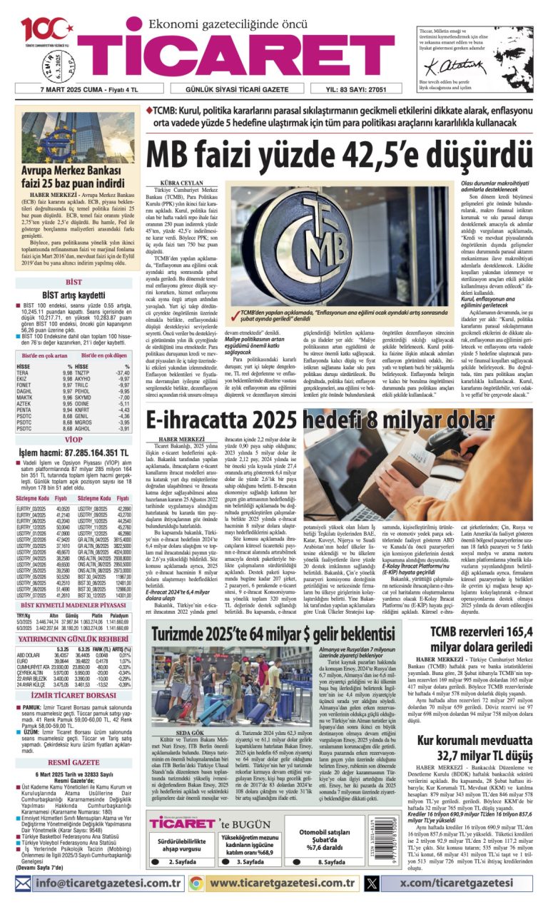 Ticaret Gazetesi’nde bugün