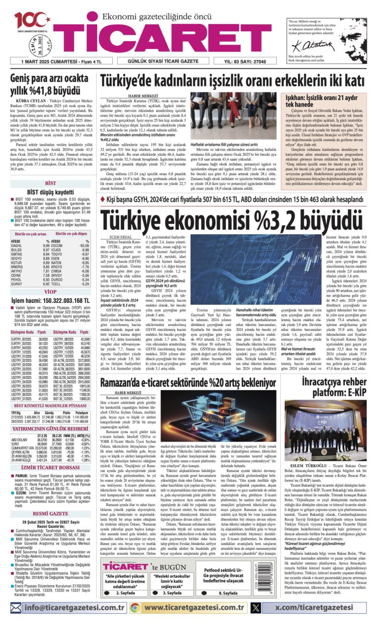 Ticaret Gazetesi’nde bugün