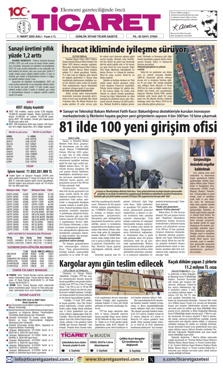 Ticaret Gazetesi’nde bugün