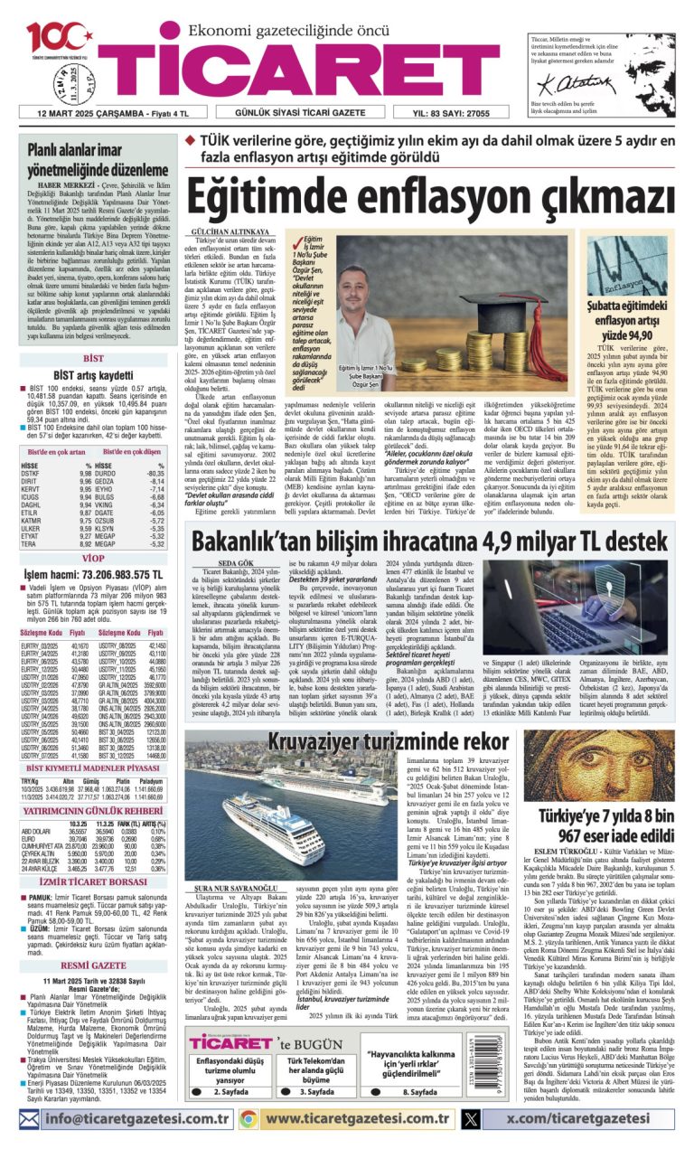 Ticaret Gazetesi’nde bugün