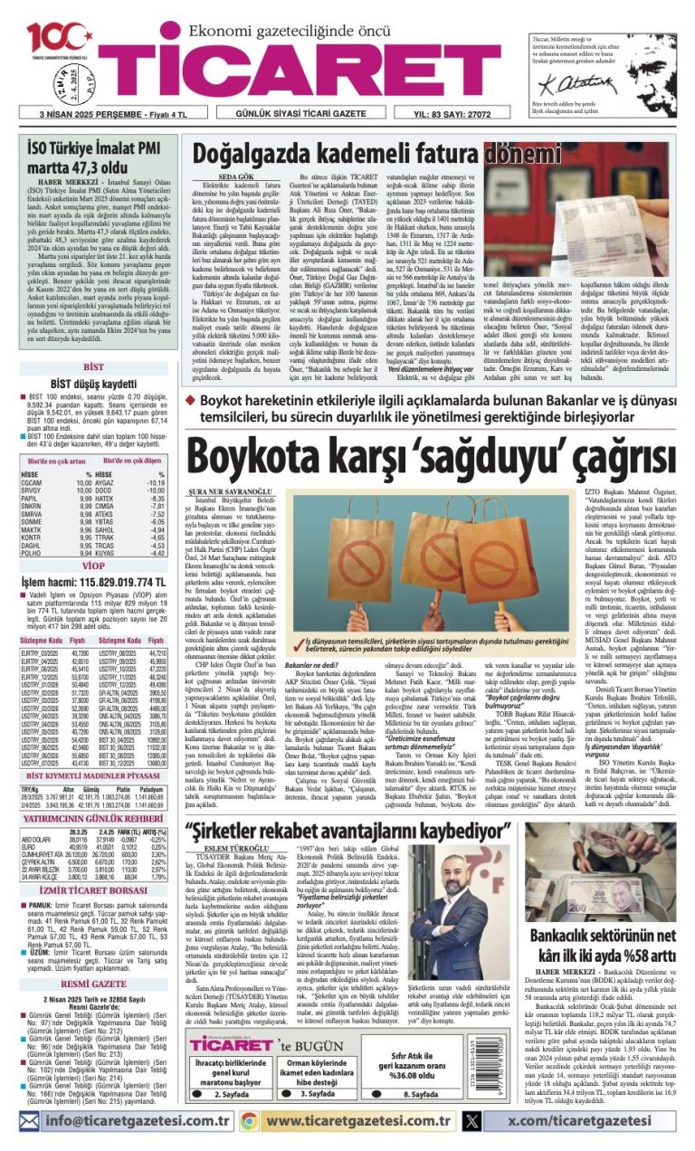 Ticaret Gazetesi’nde bugün