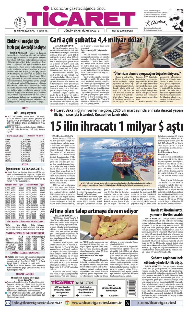Ticaret Gazetesi’nde bugün