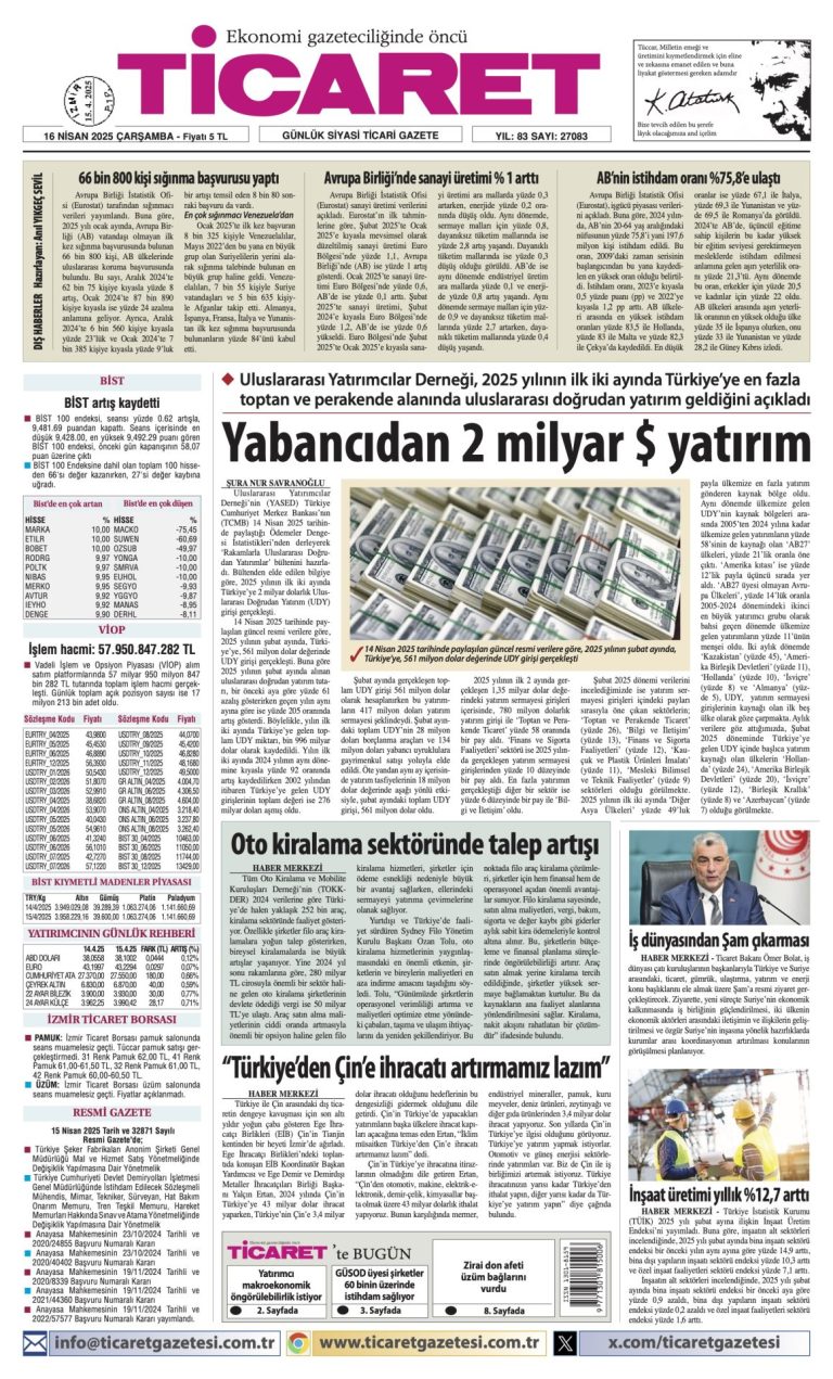 Ticaret Gazetesi’nde bugün