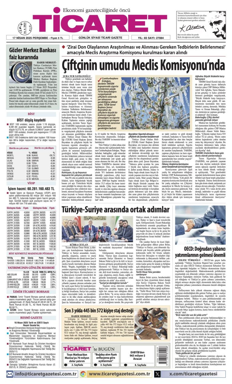 Ticaret Gazetesi’nde bugün