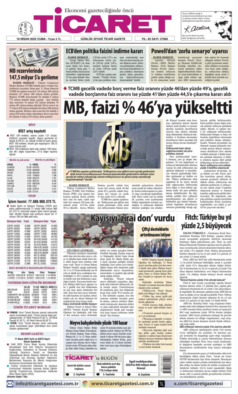 Ticaret Gazetesi’nde bugün