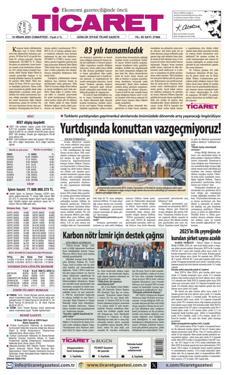 Ticaret Gazetesi’nde bugün