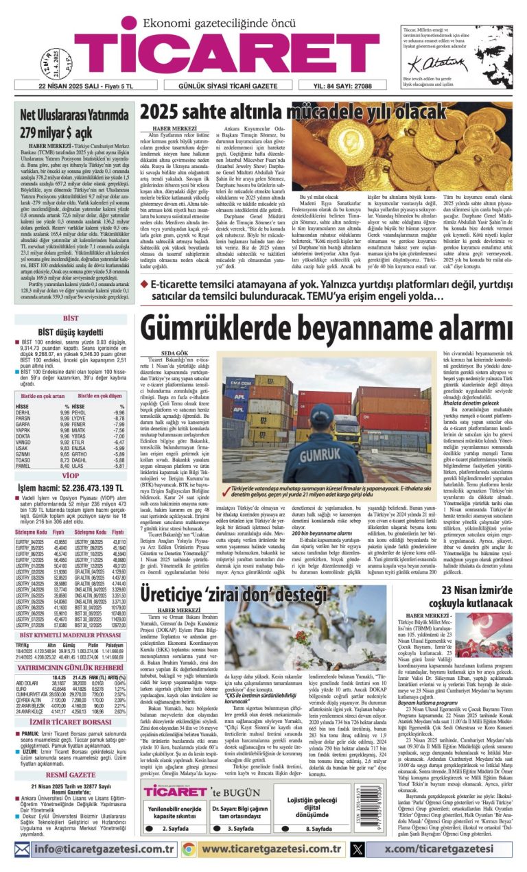 Ticaret Gazetesi’nde bugün
