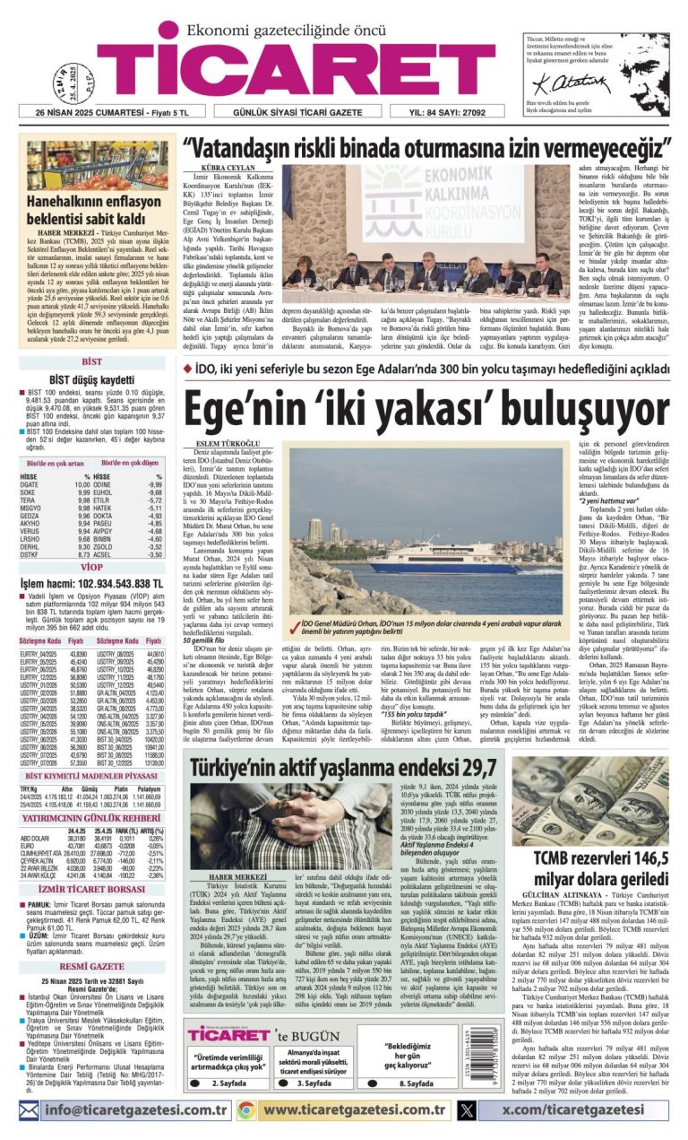 Ticaret Gazetesi’nde bugün