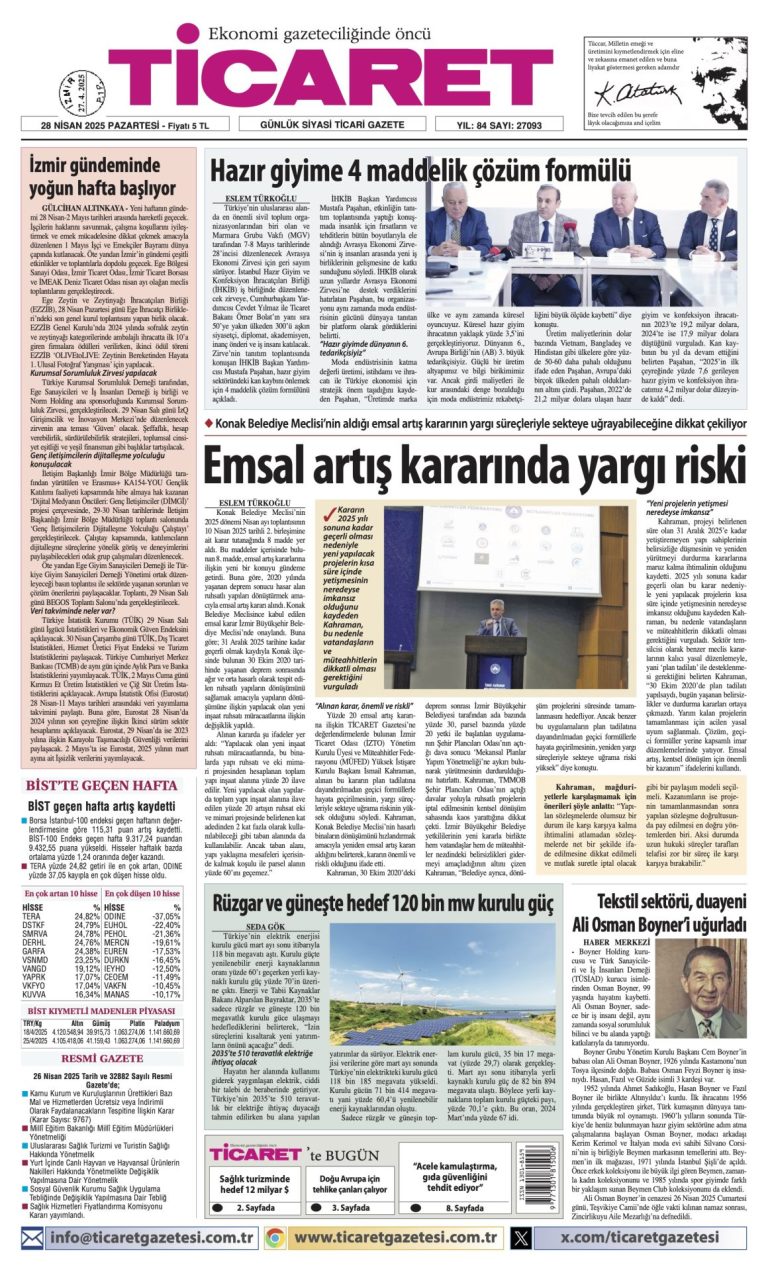 Ticaret Gazetesi’nde bugün