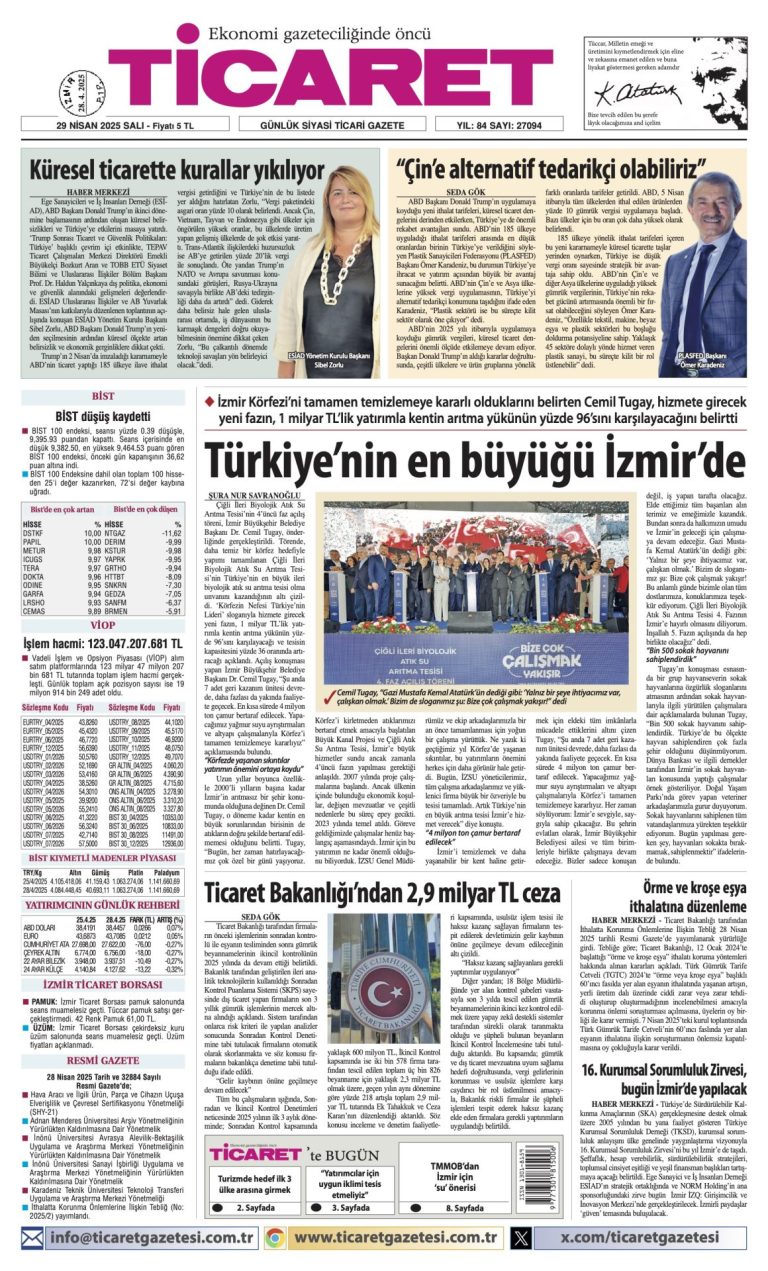 Ticaret Gazetesi’nde bugün