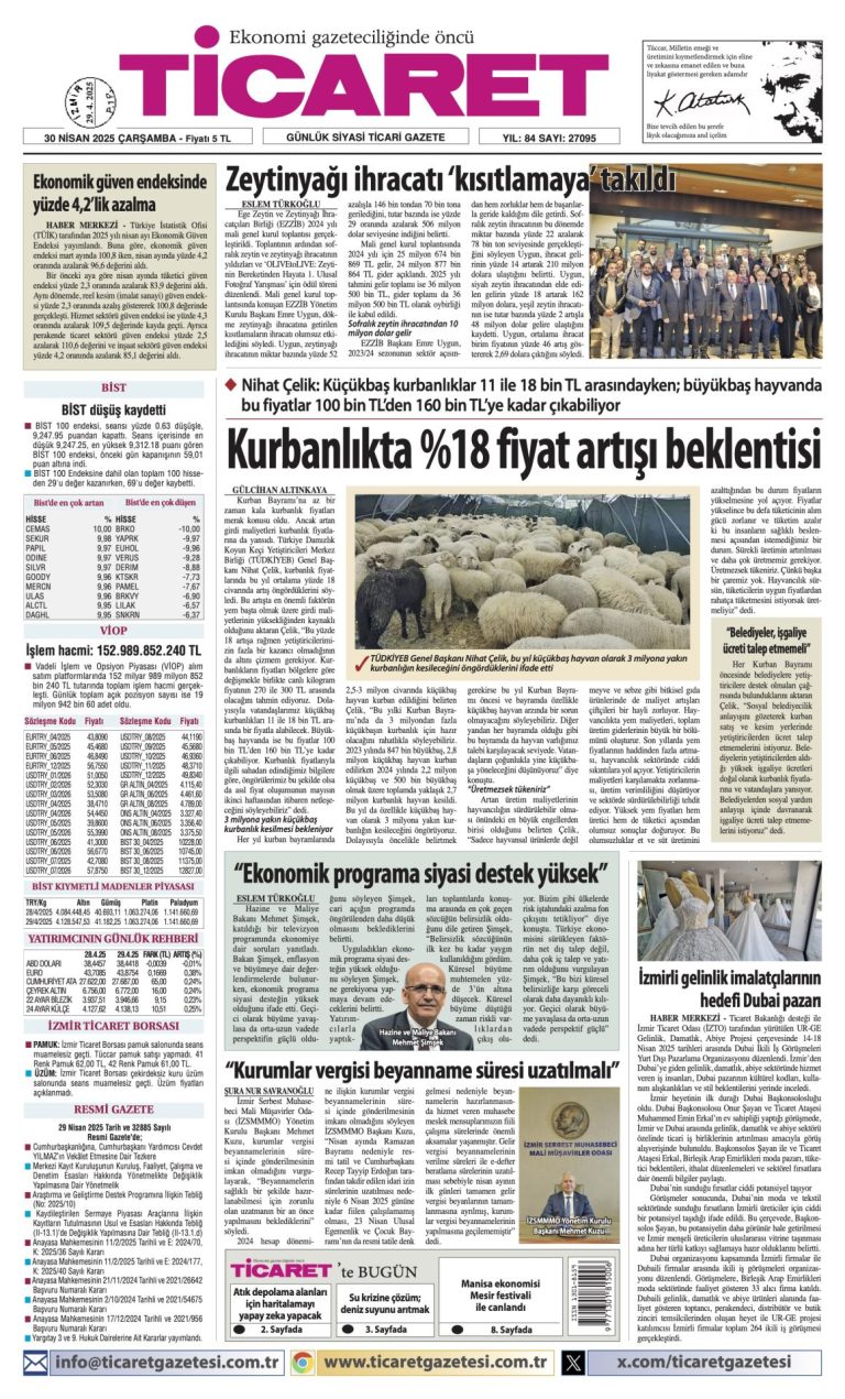 Ticaret Gazetesi’nde bugün