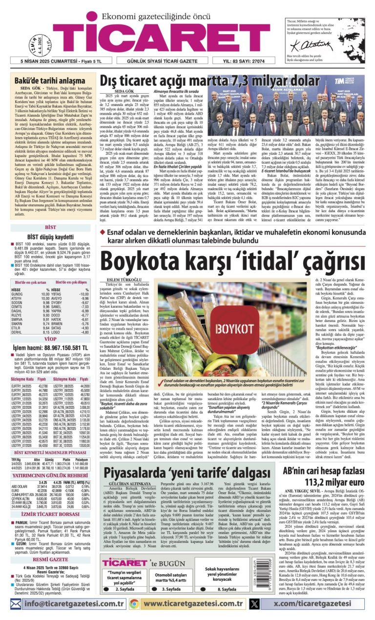 Ticaret Gazetesi’nde bugün