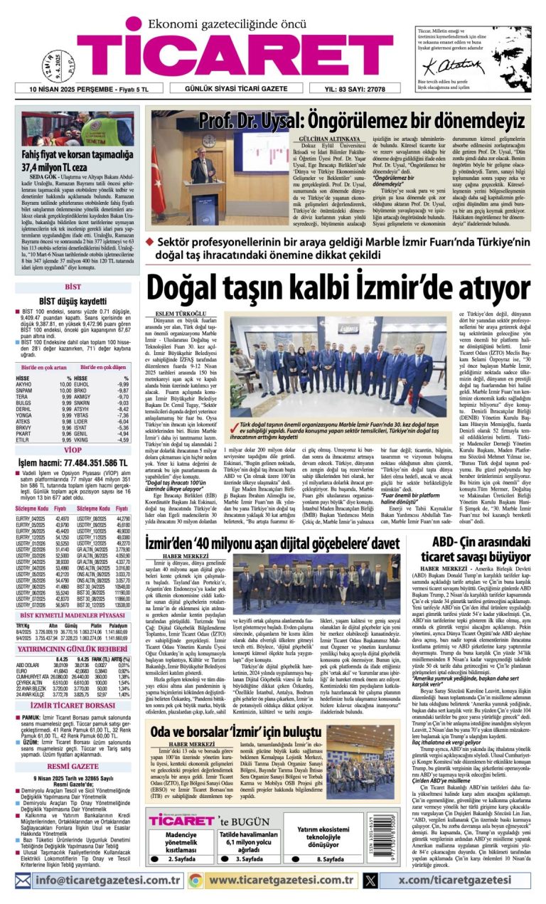 Ticaret Gazetesi’nde bugün