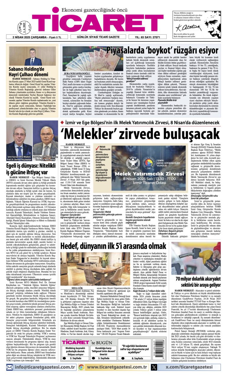 Ticaret Gazetesi’nde bugün