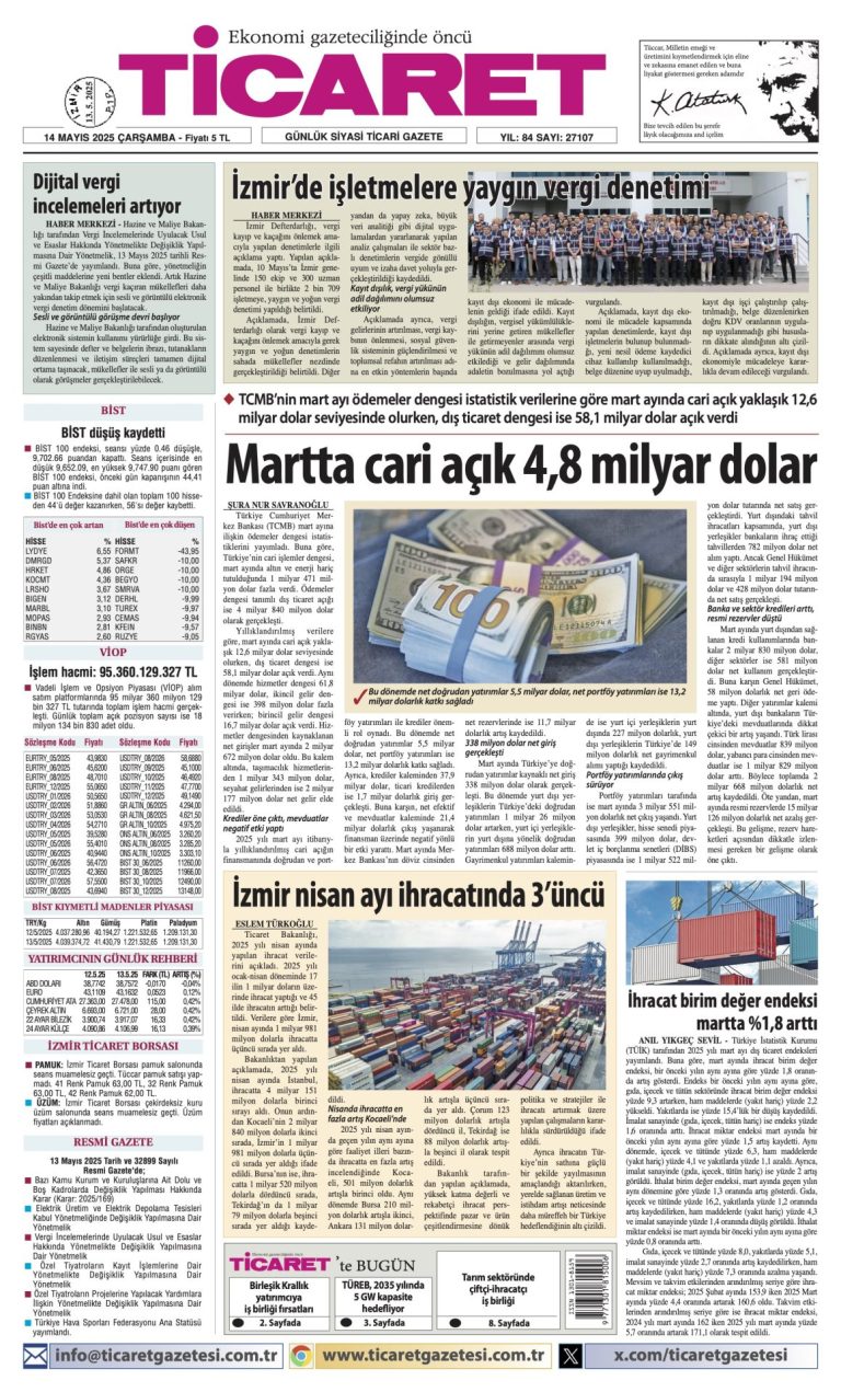 Ticaret Gazetesi’nde bugün