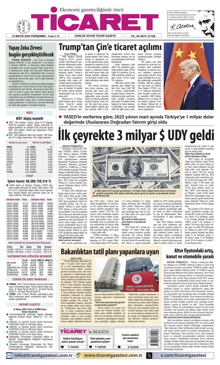 Ticaret Gazetesi’nde bugün