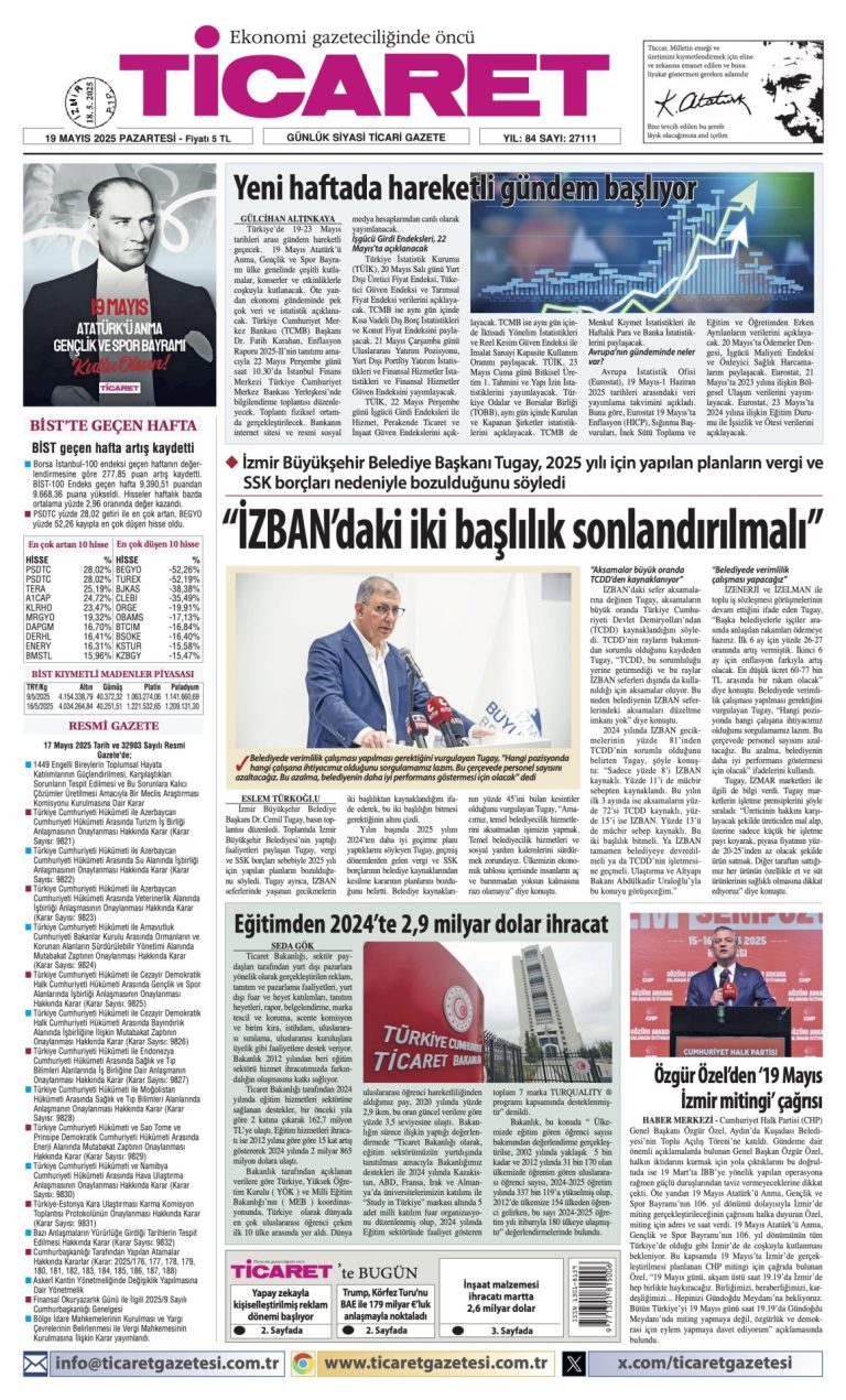 Ticaret Gazetesi’nde bugün