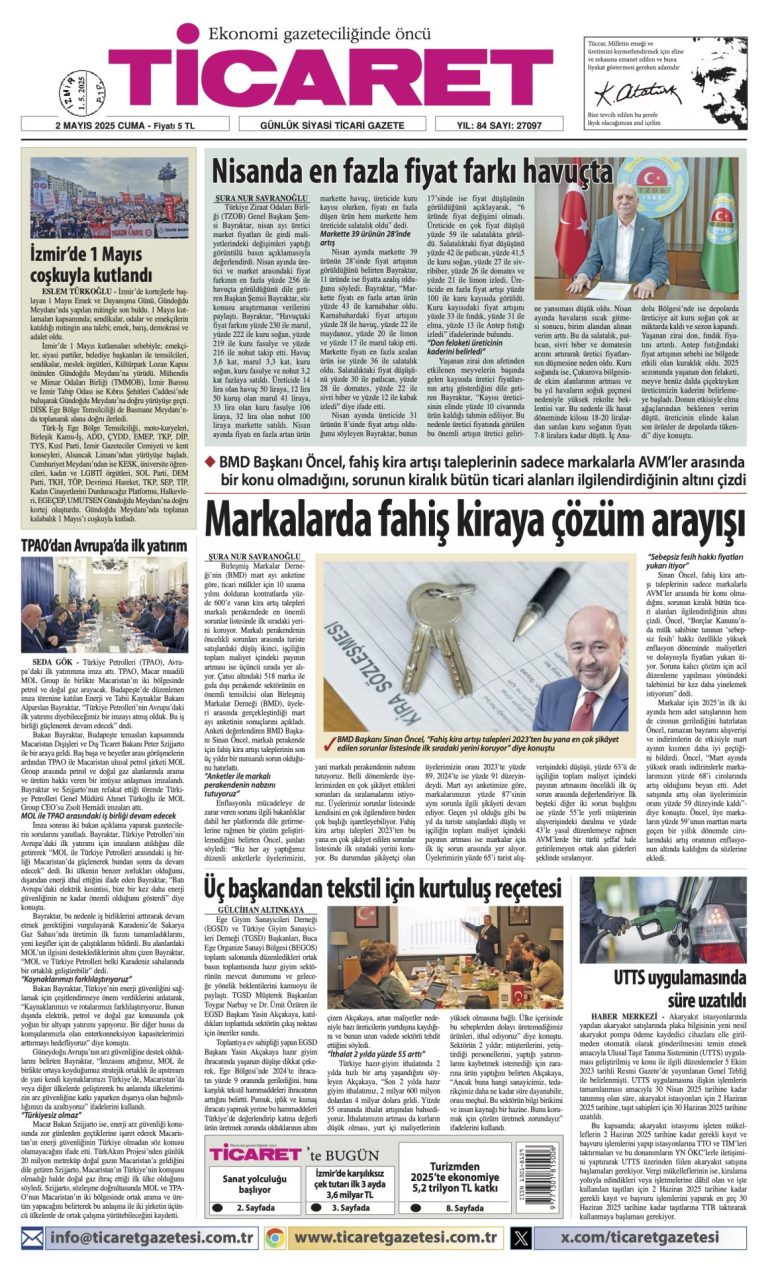 Ticaret Gazetesi’nde bugün