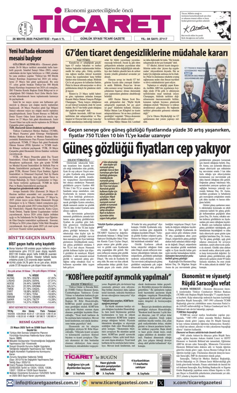 Ticaret Gazetesi’nde bugün