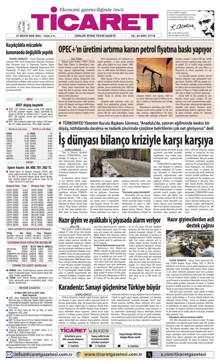 Ticaret Gazetesi’nde bugün