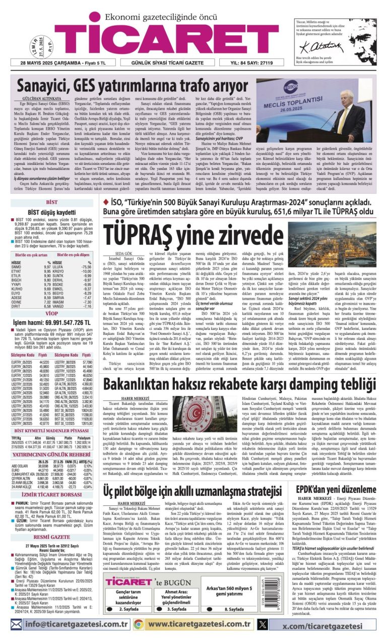 Ticaret Gazetesi’nde bugün