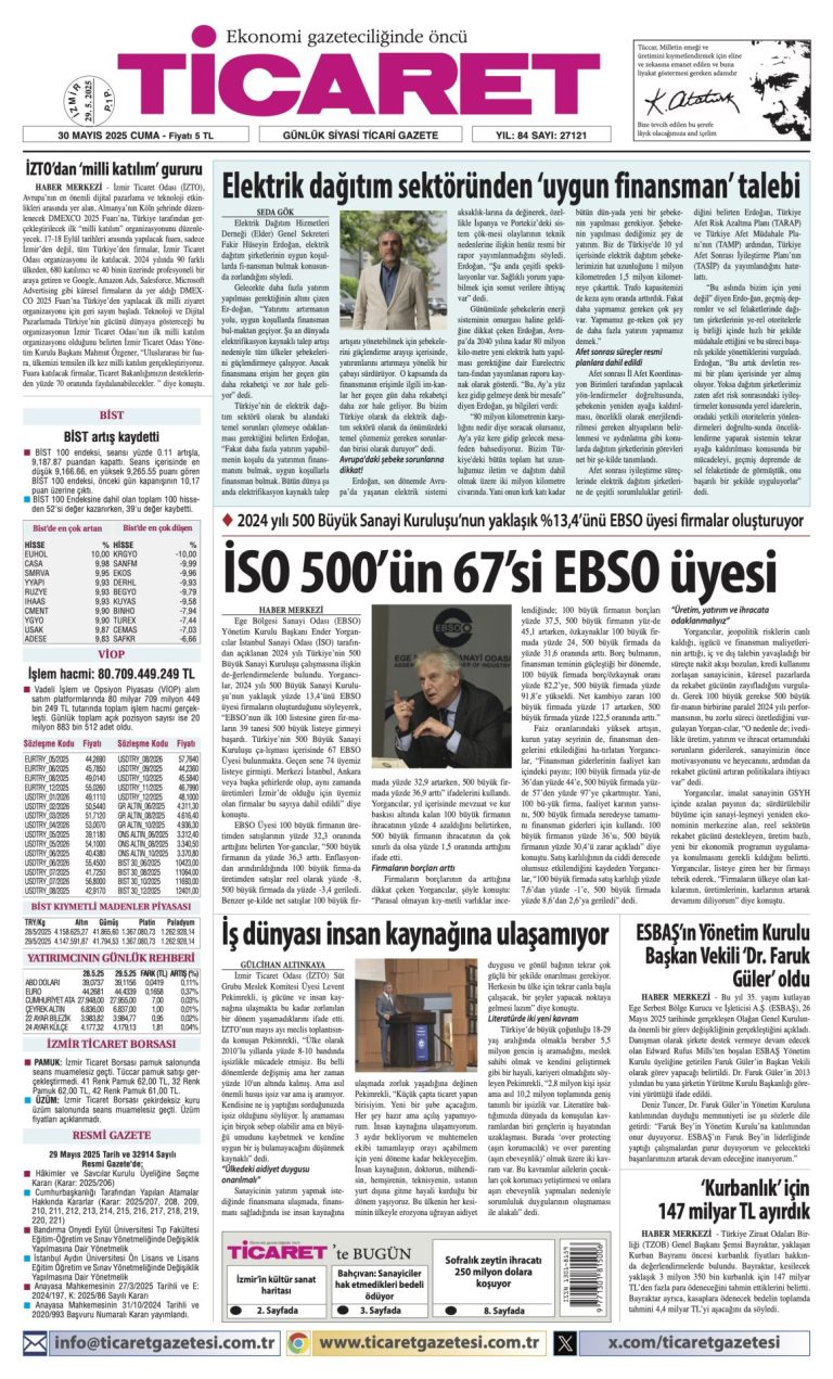 Ticaret Gazetesi’nde bugün