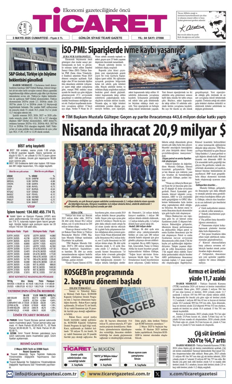 Ticaret Gazetesi’nde bugün