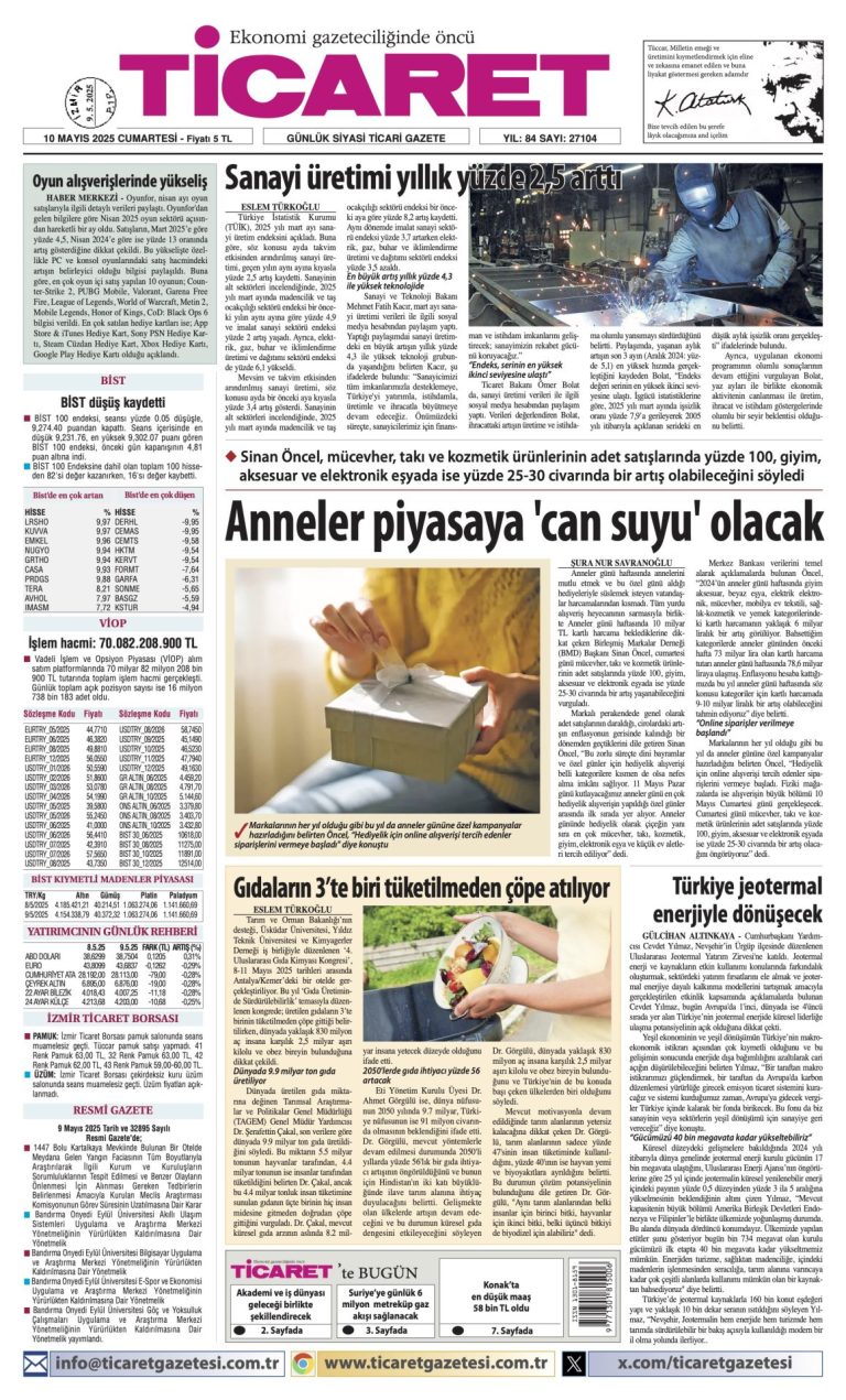 Ticaret Gazetesi’nde bugün