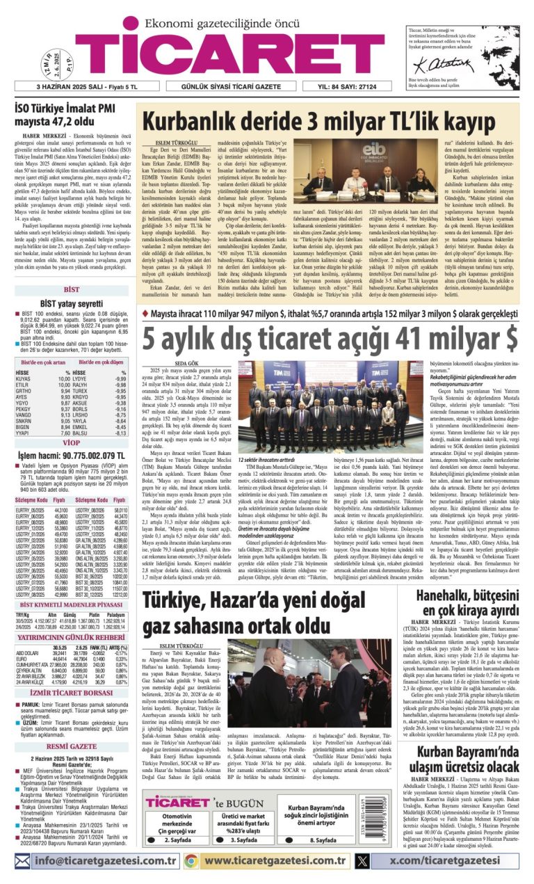 Ticaret Gazetesi’nde bugün