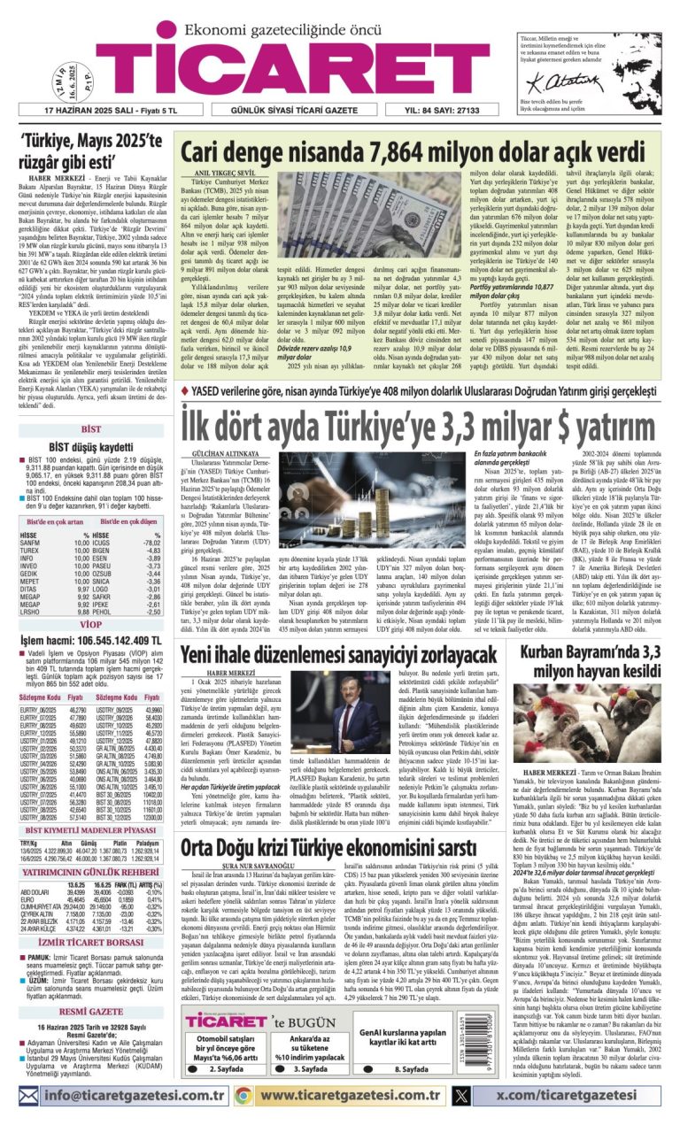 Ticaret Gazetesi’nde bugün