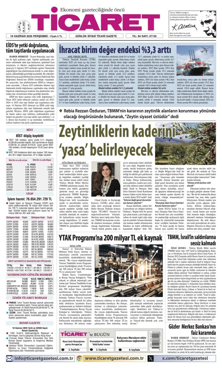 Ticaret Gazetesi’nde bugün