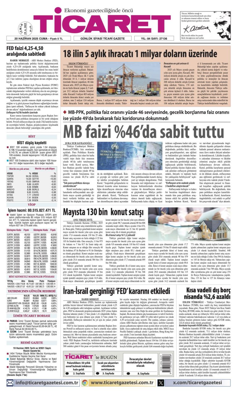Ticaret Gazetesi’nde bugün
