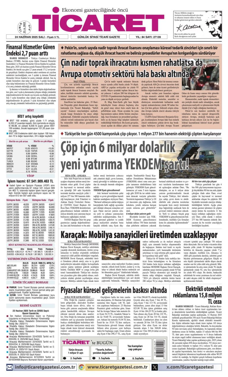 Ticaret Gazetesi’nde bugün