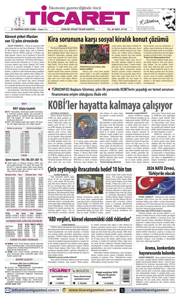 Ticaret Gazetesi’nde bugün