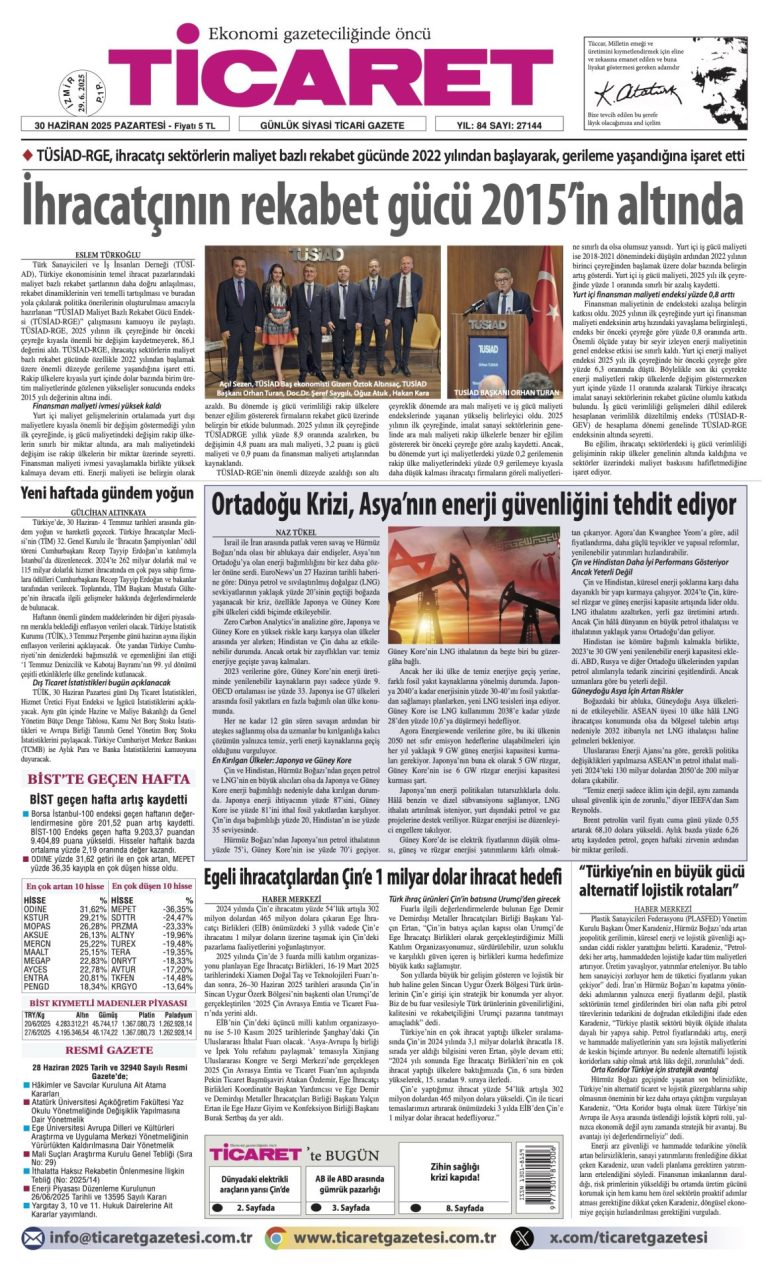 Ticaret Gazetesi’nde bugün