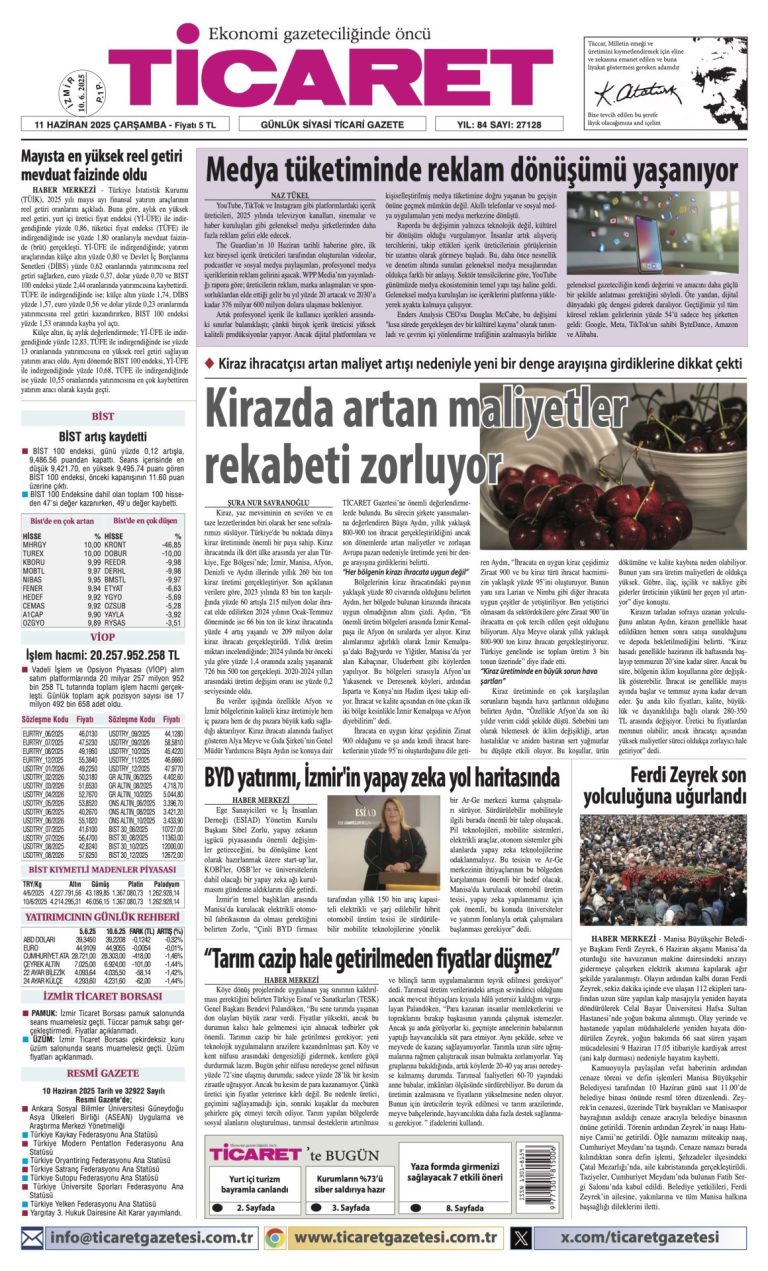 Ticaret Gazetesi’nde bugün