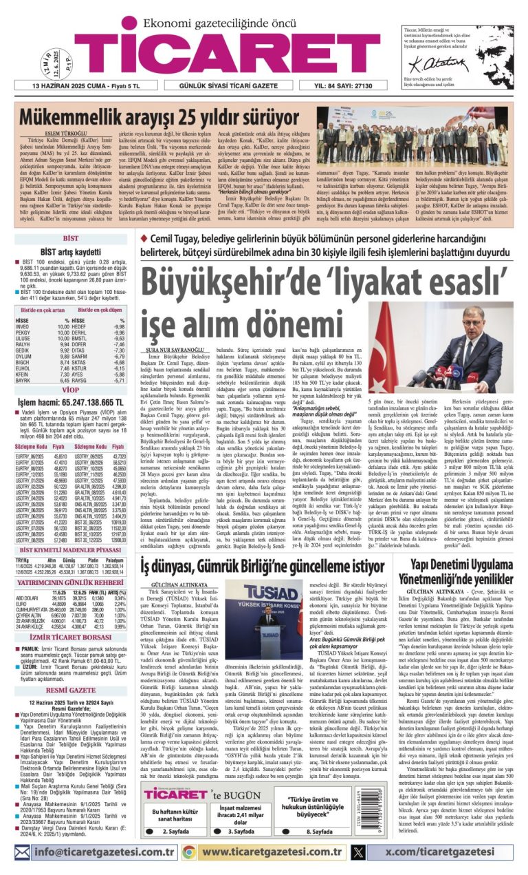 Ticaret Gazetesi’nde bugün