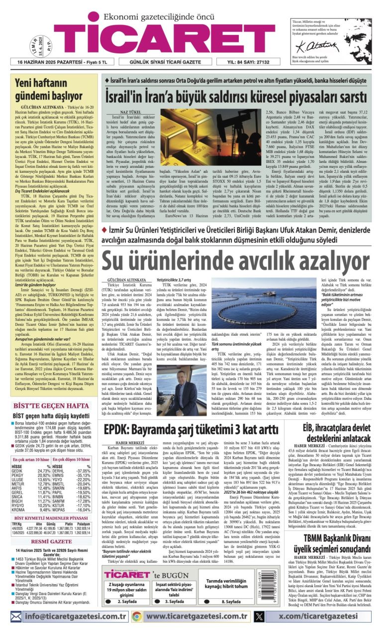 Ticaret Gazetesi’nde bugün