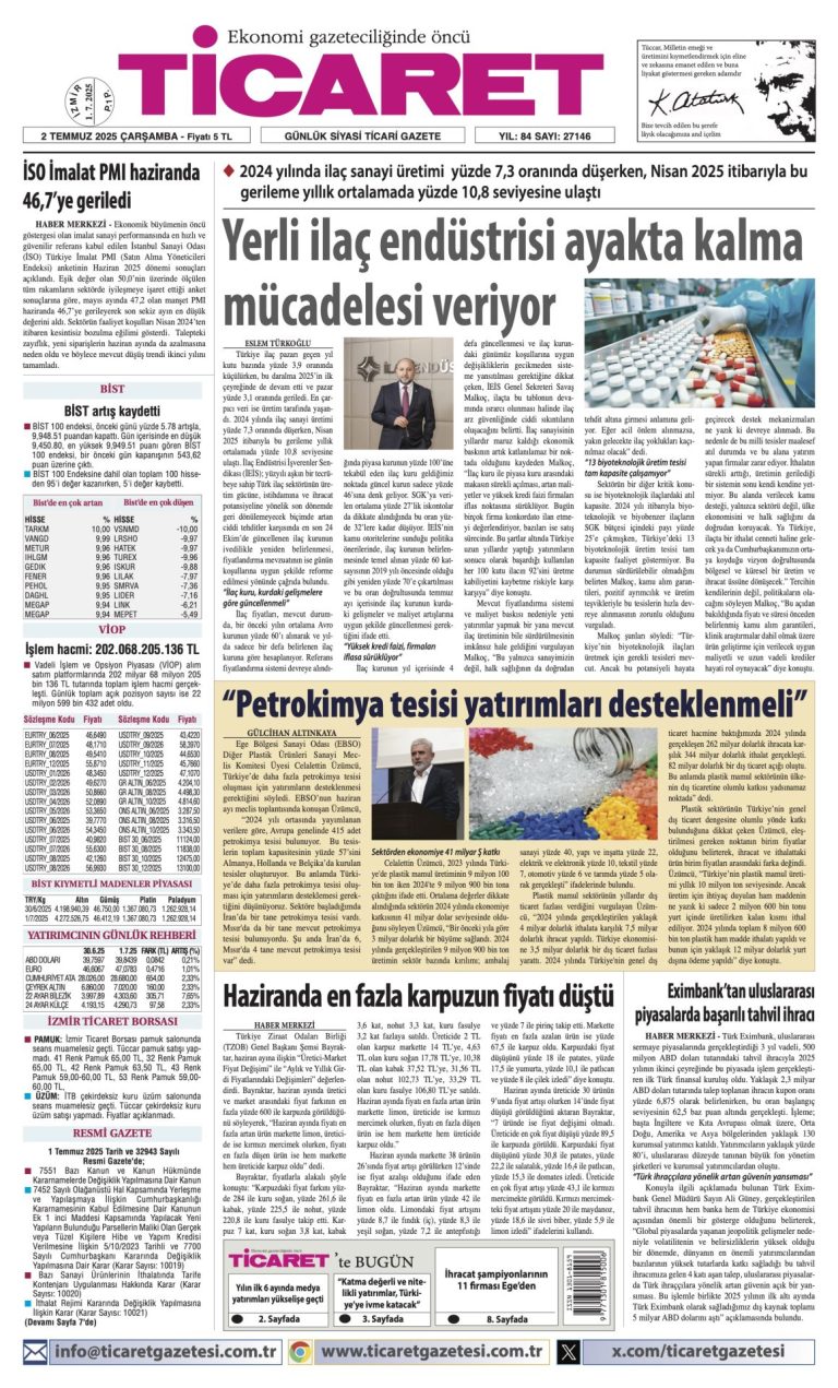 Ticaret Gazetesi’nde bugün