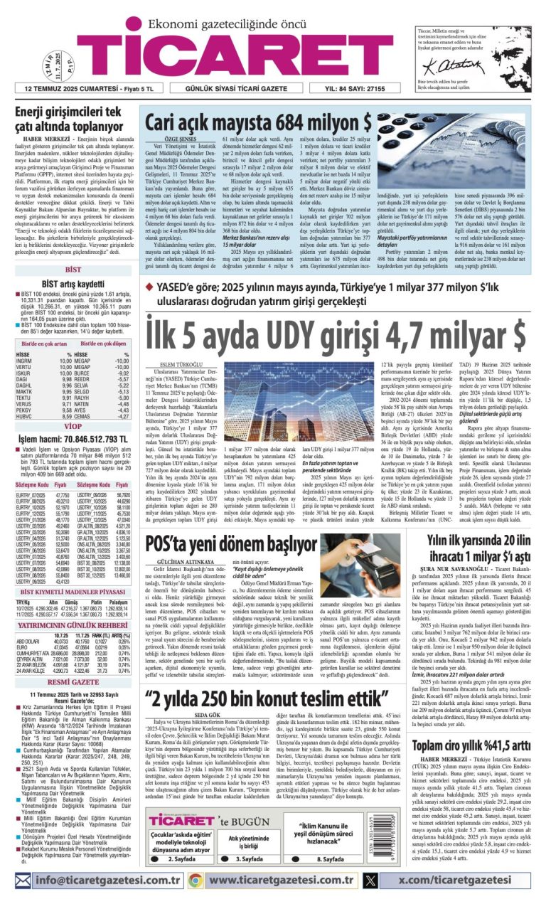 Ticaret Gazetesi’nde bugün